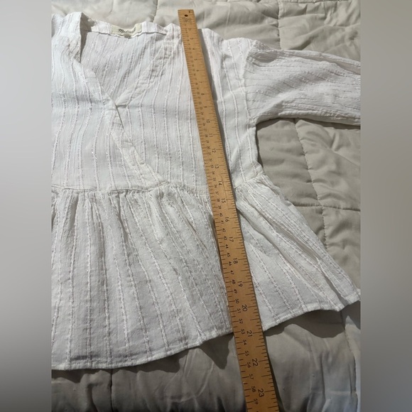 Madewell bubble sleeve peplum top metallic thread stripe size XS - Picture 12 of 14